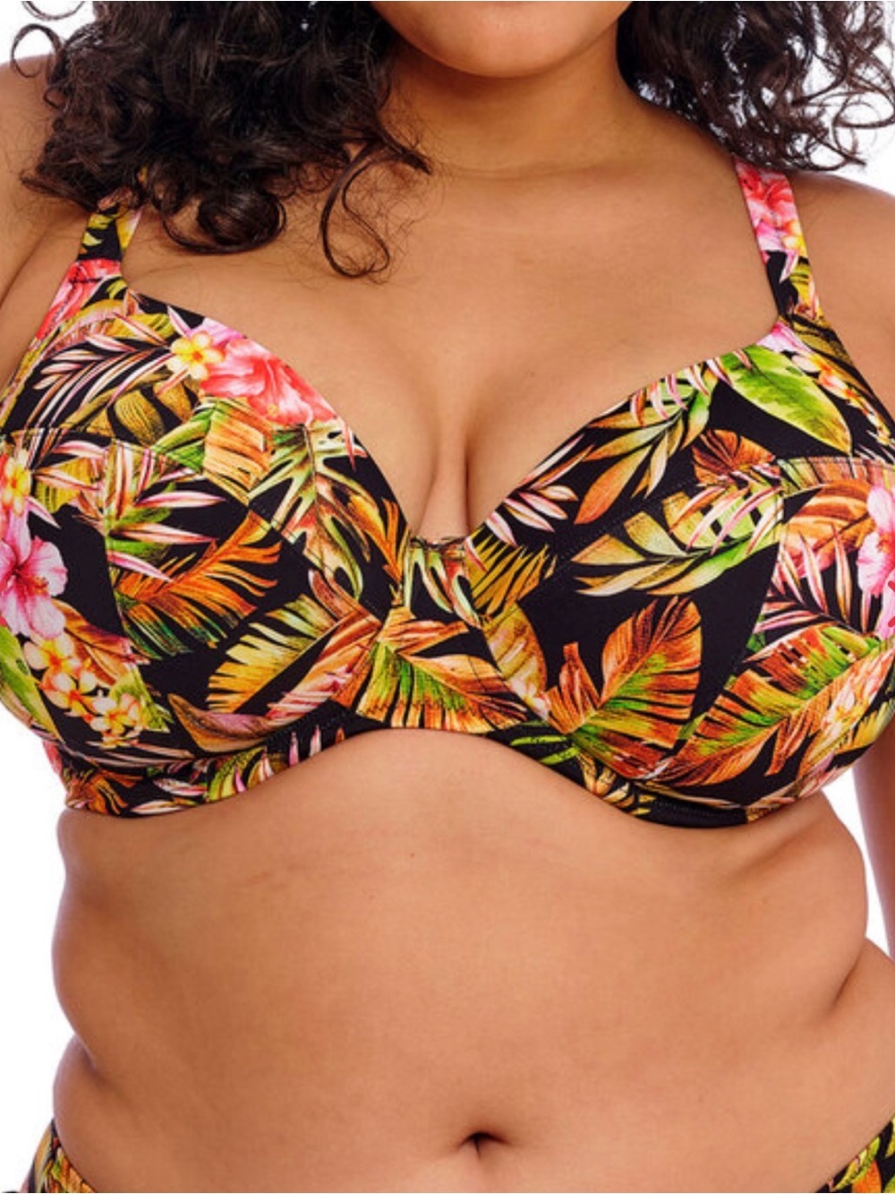 Elomi Black Tropical Floral Underwire Bikini Top